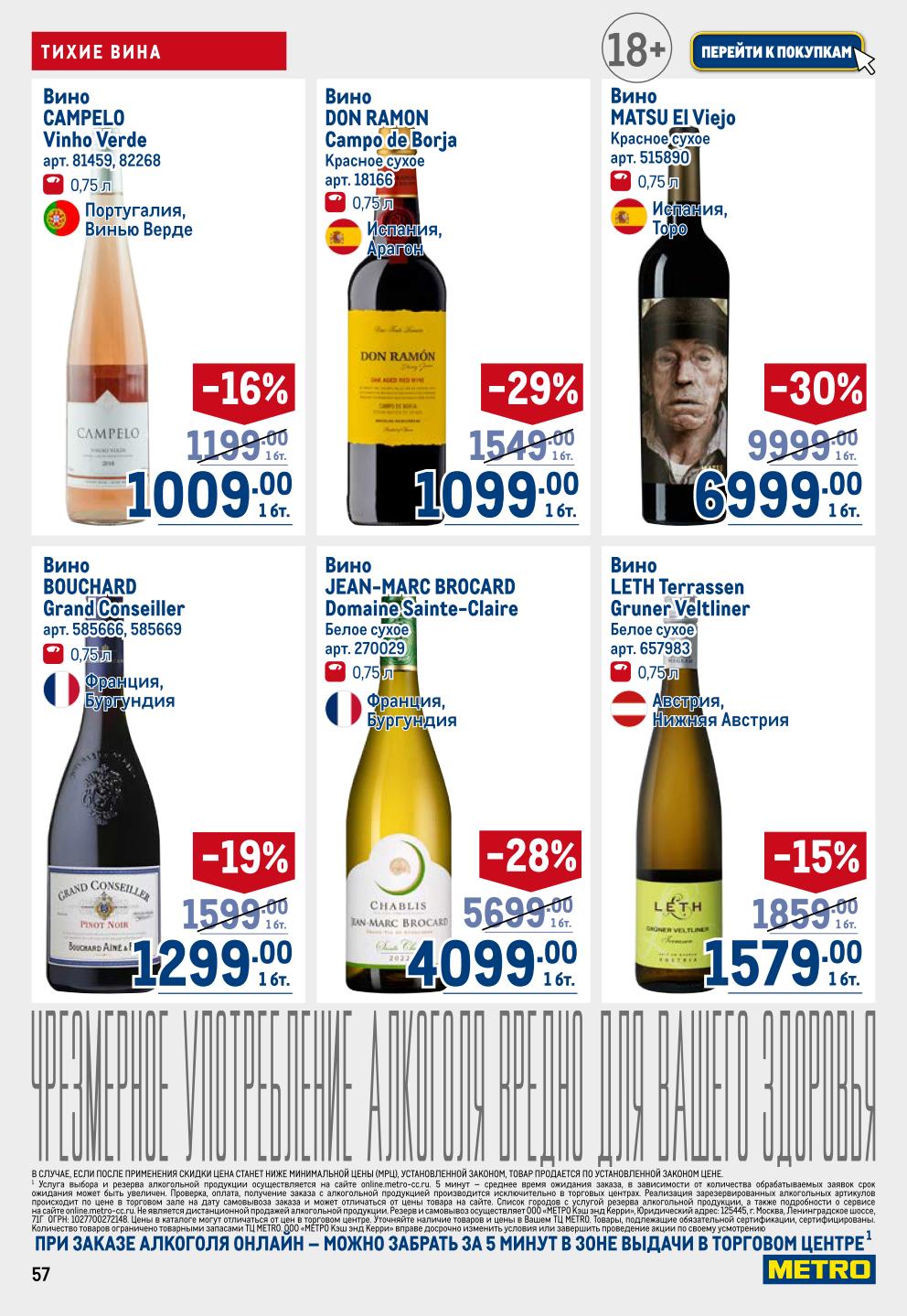 Тихие вина из Европы | Акция в METRO до 08.10.2025